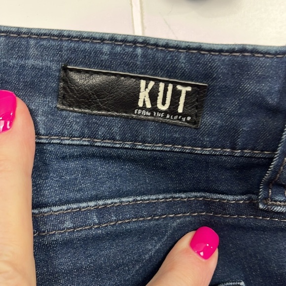 Kut Womens Jeans 6 Dark Wash Mia Toothpick Skinny Zip/Button Fly Raw Hem Trendy - Picture 7 of 14